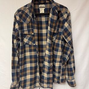 Ariat Retro Fit Plaid Shirt - Blue and Tan